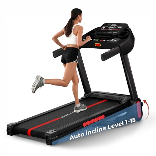 Image of Lifelong 4.5HP Peak Foldable Treadmill for Home| Gym Equipment for Home Workout | Wide Belt | LED Display | 15 Level Auto Incline | 14 km /h Speed | 12 Preset Programs | Hydraulic Fold | Bluetooth & Fit Show App | 110kg Max Weight