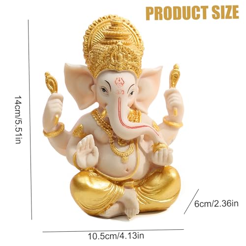 Statue de Ganesh dorée 14cm idole hindoue pour décoration de maison et bureau