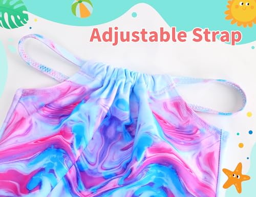 Image of TENVDA Girls Swimsuit Summer Beach Sport Halter Bathing Suits One Piece Swimwear for 2-12 Years Old Kids