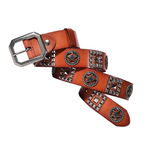 Ceinture en cuir cloutée motif pentagramme idéale pour vos concerts et festivals
