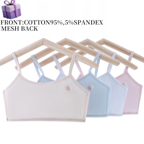 Training Bras for Girls 8-10 Years,Teens 10-14 Cotton Bra,No Pads Bras Lightweight,Wireless Begaining Bra, Teen Girl Clothes (US, Alpha, Large, Regular, Pink+White+Blue)2