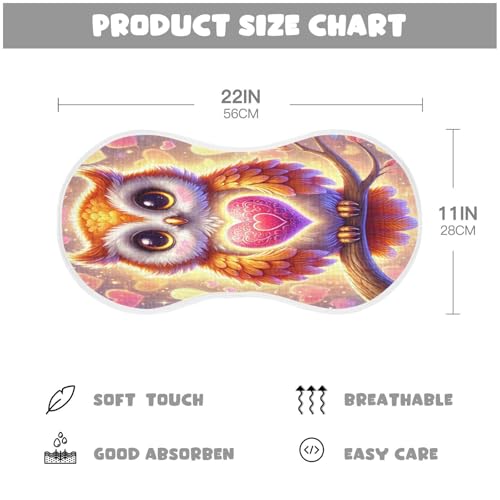 Valentines Owl Heart Purple Baby Burp Cloths Muslin Soft Burp Cloth Rags Cotton Burp Clothes Absorbent for Unisex Boy Newborn Girl 1 Pack 22x11 Inches2