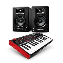 Music Production and Beat Maker Essential – USB powered MIDI controller with 25 mini MIDI keyboard velocity-sensitive keys for studio production, virtual synthesiser control and beat production Total Control of your Production - Innovative Four-way t...