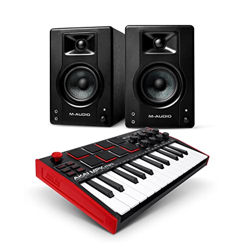 AKAI Professional MPK Mini MK3 & M-Audio BX3 – Clavier MIDI USB avec 25 Touches et 8 pads et enceinte de monitoring 3.5 