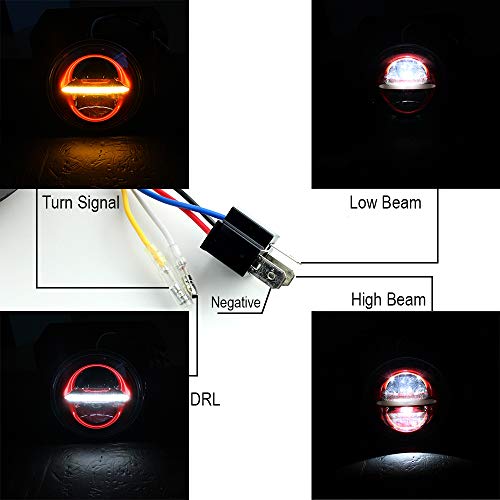 Akmties Red Sportster Led Headlight 5.75 Inch Round Led Projection Headlamp For Dyna Street Bob Super Wide Glide Low Rider Night Rod Train Softail Deuce Custom Iron 883 #TOP6