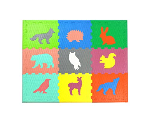 Woodland Animals Play Mat ~ Non Toxic Crawl Mat with Softer, Thicker EVA Foam for Fall Protection, 9 Tiles + 9 Inserts + 12 Borders, Patent Pending, 4.5