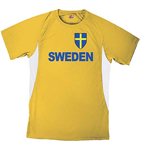 Custom Sweden Soccer Jersey Adult 2X-Large In Gold And White #TOP4