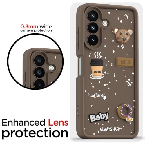 Image of Bintage Back Cover Compatible for Samsung A27 5G | Cute Fun Ball | 3D Taddy Smiley Coffee | Milk Case | Full Body Protection - Brown