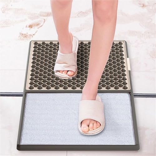 Almohadillas de limpieza automática, tapete limpiador de suela de zapatos de interior con paños absorbentes, tapete antideslizante para zapatos, fácil de limpiar para el hogar, oficina, baño