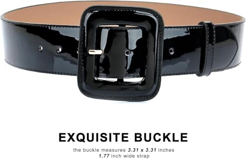 Women's Wide Genuine Leather Belts Chunky Buckle Belt for Jeans Dress Casual Wear3