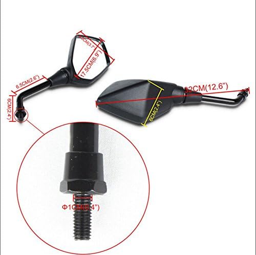 Miniatura 2 de HTTMT MT252-020-BK - Espejos retrovisores izquierdo y derecho color negro compatibles con Kawasaki Z1000 Z750 Versys KLE 650 ZRX1100 ZRX1200 ER6B