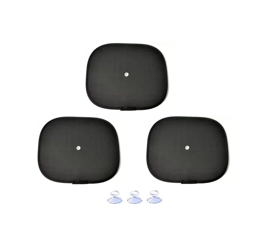 Image of SGL Car Side Window Sun Shades, Universal fit, Pack of 3 Pieces (Black, 105 GSM)