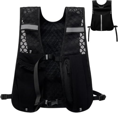 Ergugos ランニング リュック 120g 超軽量 ハイドレーションパック 通気 防水 携帯電話と水筒専用ポケット トレラン ザック 反射ストライプ ジョギング 登山 箱根駅伝 自転車 サイクリング 男女兼用