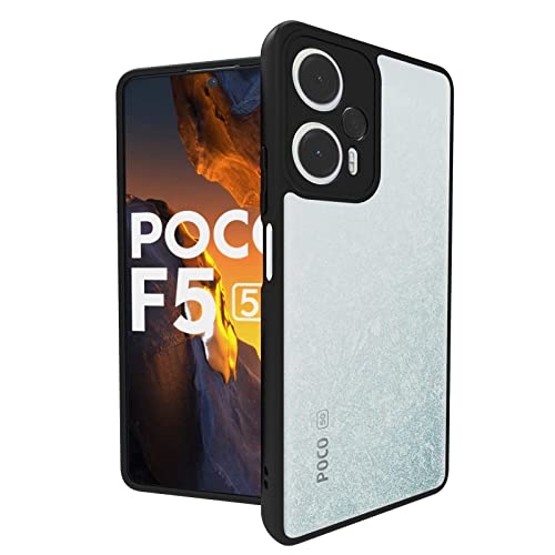 Image of RIGGEAR Shockproof Sleek Hybrid Armor Back Cover Case for Poco F5 5G (Transparent PC + Black TPU Bumper)