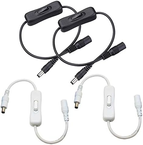 DC 12V Inline on/Off Switch,FSJEE DC Jack (5.5x2.1mm) Cable with Male to Female Connectors for LED Tape Light,DC Switch Power Adapter Connectors and CCTV Security Camera,4PACK