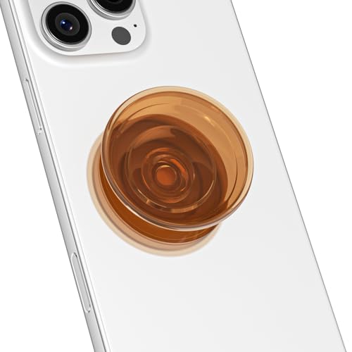 Svanove Adhesive Phone Grip Stand Cute Silicone Clear Stick on Phone Grip Holder Collapsible Kickstand for iPhone Samsung Pixel Slim Thin Transparent Sticky Phones Grips for Women Girls Brown