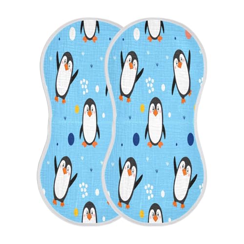 Kigai Penguin Baby Burp Cloths Extra Soft and Absorbent Burping Rags Cotton Burping Clothes Baby Washcloths for Newborn Boys Girls - 1 Pack