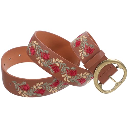 LUOZZY 2 Pcs Women Boho Embroidered Floral Waist Belt with Buckle Vintage Fashion Accessories for Dresses and Jeans4