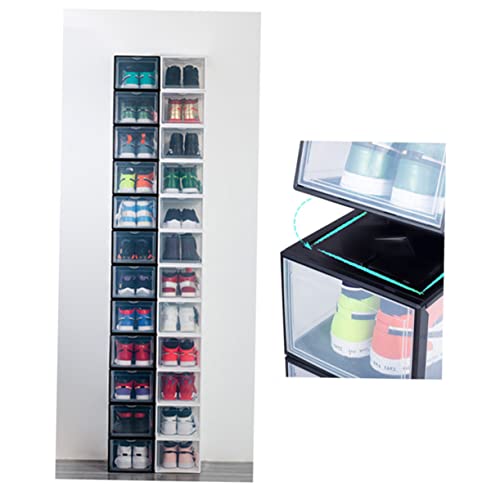 OKUMEYR 1pc Transparent Plastic Sturdy Basketball Shoe Cabinet for Home Storage Ergonomic Handle High-strength Design Versatile Organizer and More White