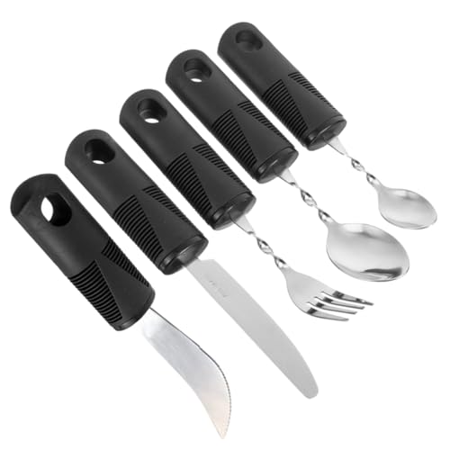 FOMIYES 1Set Elderly Adaptive Utensils Portable Dining Tableware for Disabled Seniors with Slip Grip Flexible Design for Easy Holding and Enhanced Comfort