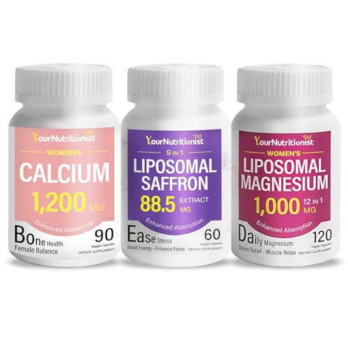 Women's Daily Wellness Set | Calcium Citrate Complex, Magnesium Complex Blend & Saffron Herb Supplement – 3-Piece Daily Nutritional Support Routine