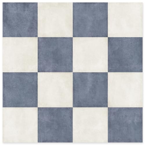 Pevado Checkered Vinyl Floor Tiles, 20 Pack, Blue
