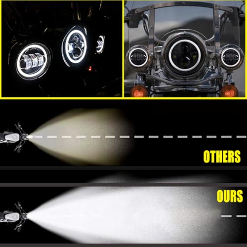 YEEGO DIRECT 7 inch Motorcycle LED Headlight 4.5 inch Fog Passing Lights for Road Kin-g Ultra Clas-sic Elec-tra Street Gli-de Tr-i Cv-o Heri-tage Sof-tail Slim Delu-xe Fat-boy, DOT Approved(Black) by YEEGO DIRECT - Used condition - Image 2