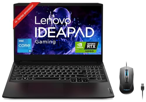 Image of Lenovo IdeaPad Gaming 3 Intel Core i5-11320H 15.6 inch (39.62cm) FHD IPS 120Hz Gaming Laptop (16GB /512GB SSD /Win 11 /NVIDIA GTX 1650 4GB /Alexa /Black /2.25Kg), 82K101L7IN + IdeaPad M100 Gaming Mouse