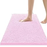 LUYSGBXR Chenille Badematte Chenille Bad Dusche Matten Absorbent Haus Bad Teppiche Waschen Boden Teppiche(Pink,43x124cm(17X49inch))