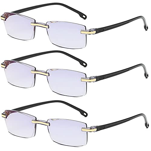 Image of AUGEN Blue Block Rimless Reading Glasses Gold Clear Unisex Free Size Power (+1.00, Pack of 3)