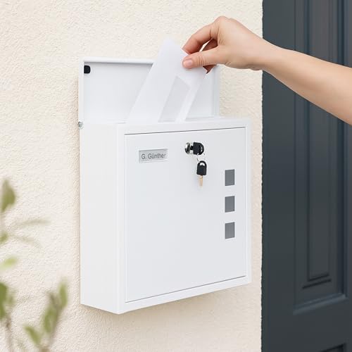 Buzón de pared con ventanillas Relaxdays en color blanco y 4 llaves de seguridad 3