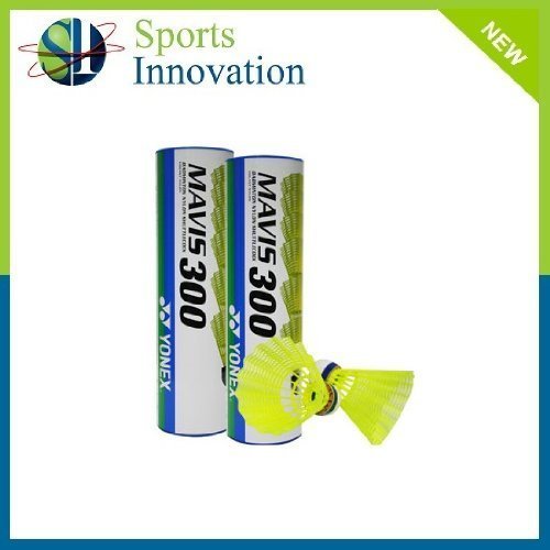 YONEX Nylon Mavis 300 Shuttlecocks Choice of White/Yellow Medium/Fast (Tube of 6) (Yellow, Medium)