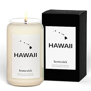 Homesick Hawaii Scented Candle – 13.75 oz Pineapple & Coconut Scented Natural Soy Wax Blend, Island Shore Breeze Candle, Home Decor Gift for Women, Men, Friends, Family, Colleagues, Couples