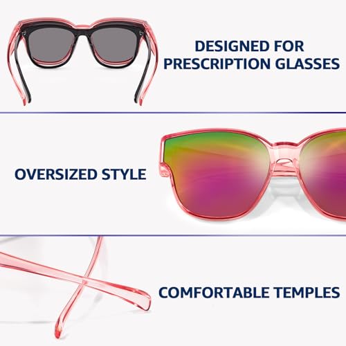 Trysee Over Glasses Sunglasses for Women Men to Fit Over Glasses Sun Glasses Polarized UV Protection TS8001-34