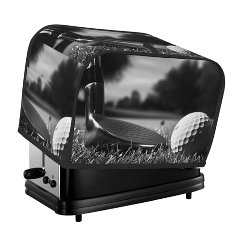 Copertura per tostapane a due fette con stampa a golf in bianco e nero per piccoli elettrodomestici da cucina, protezione per impronte digitali