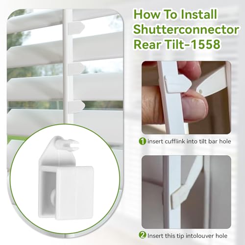 Shutter Clips for Vinyl Shutter Repair Parts Connectors-Cufflinks,12 Pack Shutter Rear Tilt Bar Connectors Replacement for Blinds Hunter Douglas/Eclipse, Window Shutter Repair Kit(1558 Rear Connector)