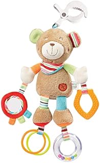 Fehn 091878 Activity toy Teddy Bear  Motor Skills Toys for Hanging Up with Mirrors and Rings for Biting, Grasping and Making Noises  for Babies and Toddlers from Newborns Upwards