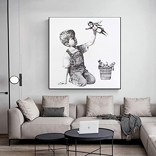 Toile Infirmières Banksy Art contemporain 60x60 cm pour affiche murale salon sans cadre