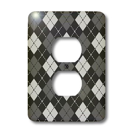 Cache 2 prises gris argyle 3dRose lsp_12121_6 plaque double murale - 3