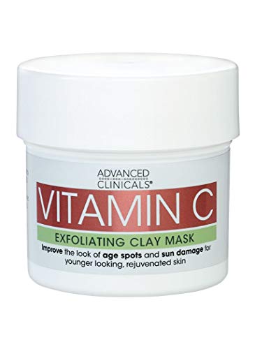 Advanced Clinicals Vitamin C Exfoliating Mud Mask with Rose Hip Oil for age spots and sum damaged skin. Supersize 5.5oz.