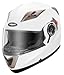Motorcycle Modular Full Face Helmet DOT Approved - YEMA YM-925 Motorbike Casco Moto Moped Racing Helmet with Sun Visor for Adult,Youth Men and Women - White,L