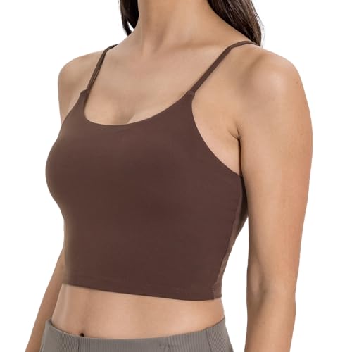 Image of Women's Strappy Stretch Sports Bra Longline Yoga Tank Top Fitness Bra Workout Camisole Crop Tops for Teen Girl