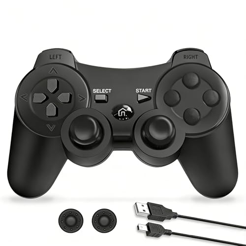 gamtooy Mando Play3, Replacement for PS3 Controller, Mando inalámbrico compatible con la consola Play 3 con doble vibración y sensor de movimiento