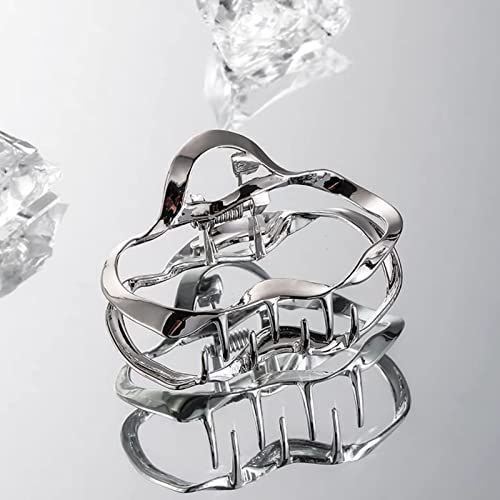 Large Hair Clips Silver Hair Clip Set Metal Hair Clips Women's Large Hair Claws Clips Hair Accessories for Women Girls (Pack of 5) - Image 2