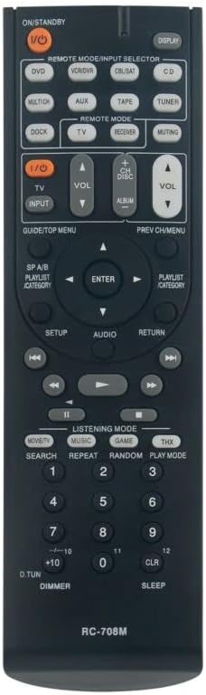 Replacement Remote Control Replace for TV/Audio/Projector RC-708M for Onkyo AV Receiver HT-S9100THX HT-R960