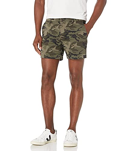 Amazon Essentials Men's Slim-Fit 5" Flat-Front Comfort Stretch Chino Short (Previously Goodthreads), Green Camo, 32
