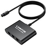 LiNKFOR Optical Cable Splitter 1x3 SPDIF Toslink with 1PCS Optical Audio Cable Aluminum Shell Toslink Splitter 1 in 3 Out Support LPCM 2.0 DTS Dolby-AC3 Compatible with PS3 DVD HDTV STB Etc