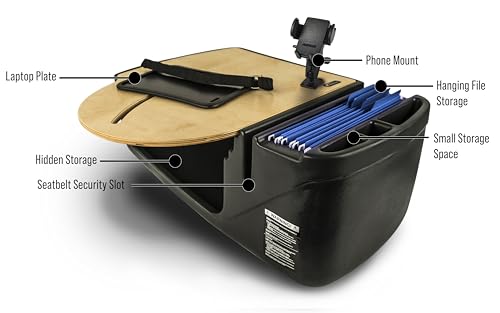 Image of AutoExec AE-RMCD-PM-11M Roadmaster Car Desk for Your Vehicle Workstation and Mobile Office, Natural with Phone Mount | Vehicle Workstation, Mobile Office, Phone Mount