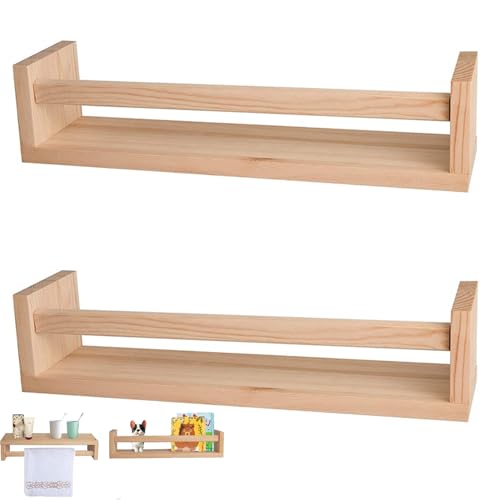 Tagtight Estantería Flotante de Pared de Madera Natural para niños, estantes de guardería para Pared, decoración de baño, Estante de de Cocina