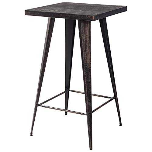 Merax Distressed Metal Bar Table, Pub Table 41.3Inch High (Golden Black)